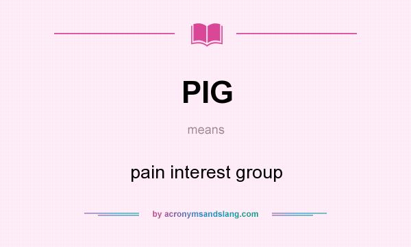 What does PIG mean? It stands for pain interest group