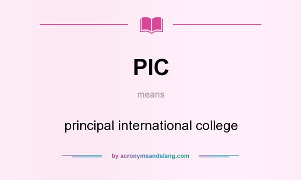 What does PIC mean? It stands for principal international college