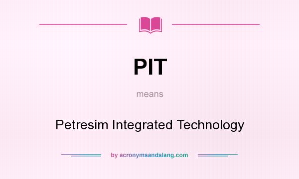 What does PIT mean? It stands for Petresim Integrated Technology