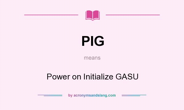 What does PIG mean? It stands for Power on Initialize GASU