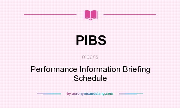 What does PIBS mean? It stands for Performance Information Briefing Schedule