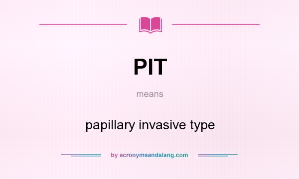 What does PIT mean? It stands for papillary invasive type