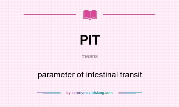 What does PIT mean? It stands for parameter of intestinal transit
