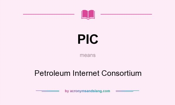 What does PIC mean? It stands for Petroleum Internet Consortium