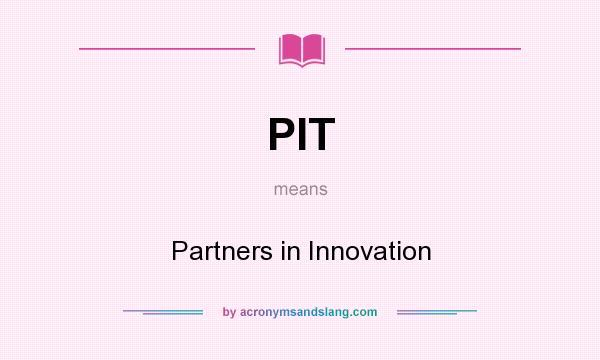 What does PIT mean? It stands for Partners in Innovation