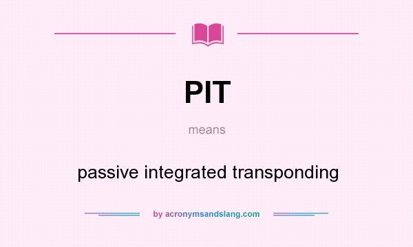 What does PIT mean? It stands for passive integrated transponding