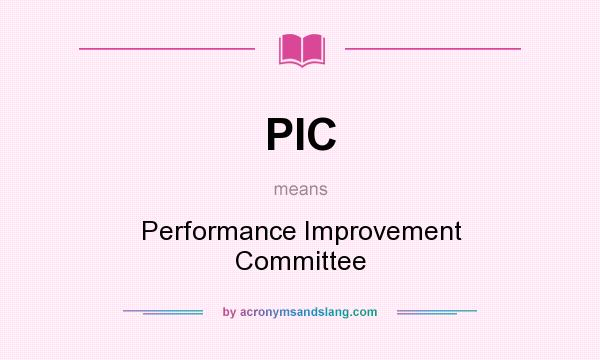 What does PIC mean? It stands for Performance Improvement Committee