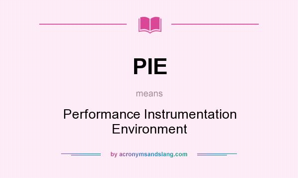 What does PIE mean? It stands for Performance Instrumentation Environment