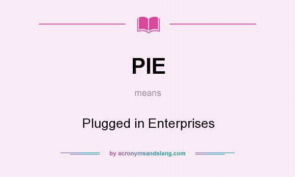 What does PIE mean? It stands for Plugged in Enterprises