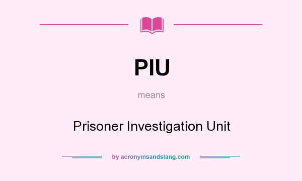 What does PIU mean? It stands for Prisoner Investigation Unit