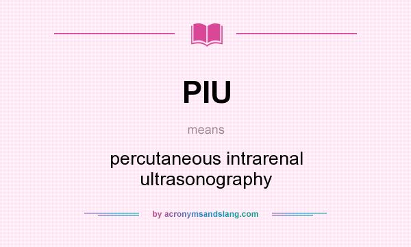 What does PIU mean? It stands for percutaneous intrarenal ultrasonography