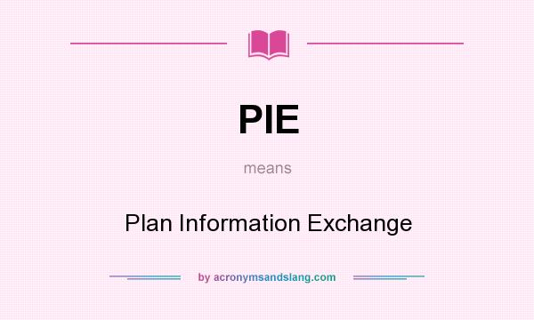 What does PIE mean? It stands for Plan Information Exchange