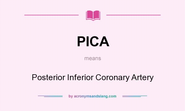 What does PICA mean? It stands for Posterior Inferior Coronary Artery