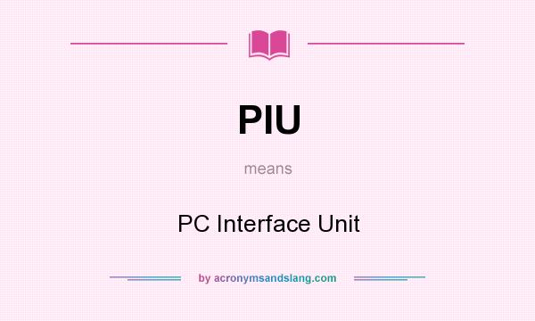 What does PIU mean? It stands for PC Interface Unit
