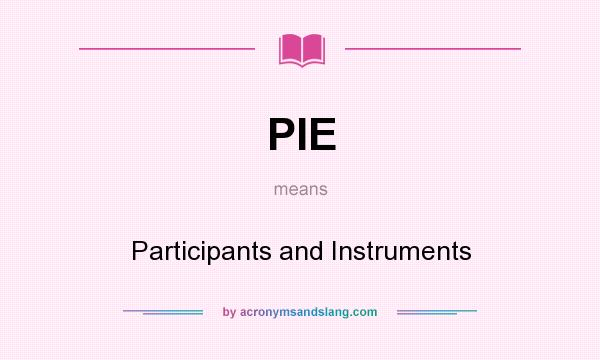 What does PIE mean? It stands for Participants and Instruments
