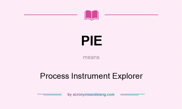 What does PIE mean? It stands for Process Instrument Explorer