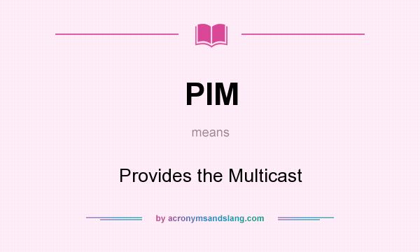 What does PIM mean? It stands for Provides the Multicast