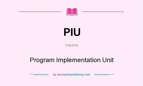 What does PIU mean? It stands for Program Implementation Unit