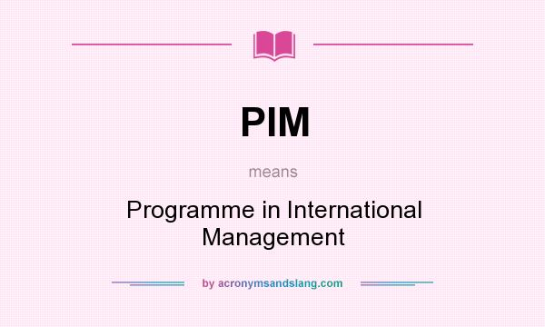 What does PIM mean? It stands for Programme in International Management