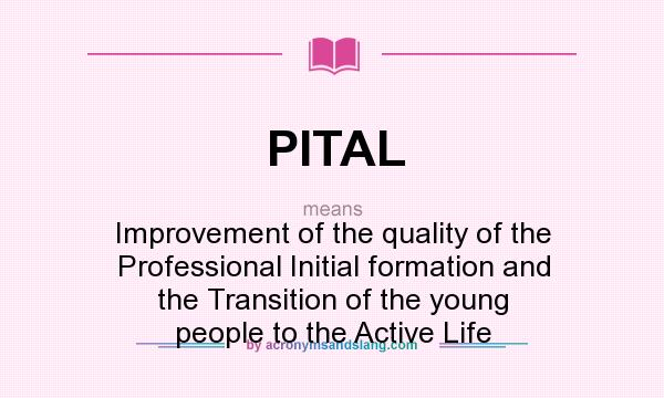 What does PITAL mean? It stands for Improvement of the quality of the Professional Initial formation and the Transition of the young people to the Active Life