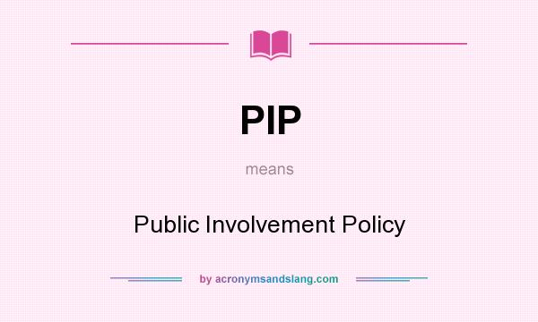 What does PIP mean? It stands for Public Involvement Policy
