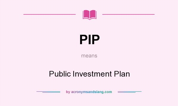 What does PIP mean? It stands for Public Investment Plan