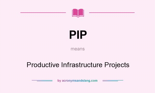 What does PIP mean? It stands for Productive Infrastructure Projects