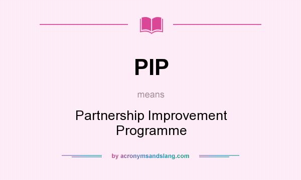 What does PIP mean? It stands for Partnership Improvement Programme