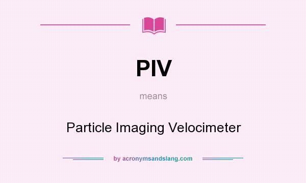 What does PIV mean? It stands for Particle Imaging Velocimeter