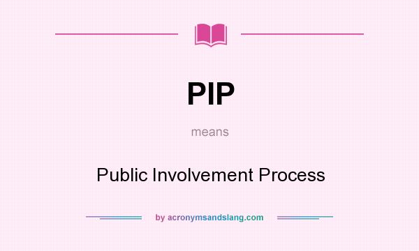 What does PIP mean? It stands for Public Involvement Process
