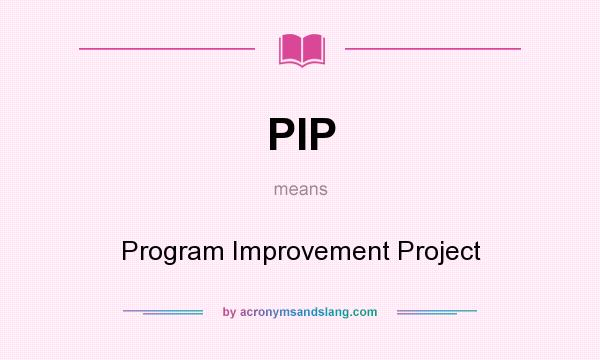 What does PIP mean? It stands for Program Improvement Project