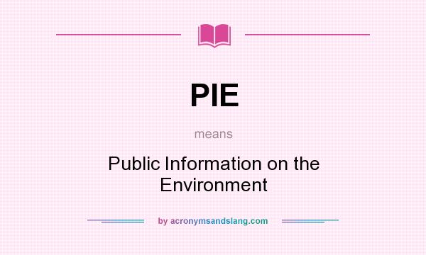 What does PIE mean? It stands for Public Information on the Environment