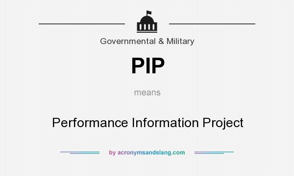 What does PIP mean? It stands for Performance Information Project