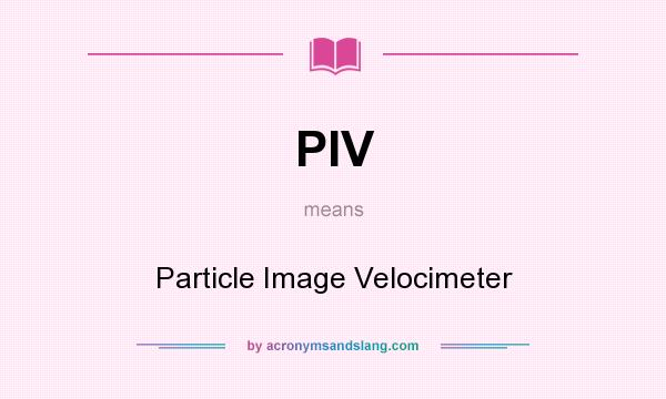 What does PIV mean? It stands for Particle Image Velocimeter