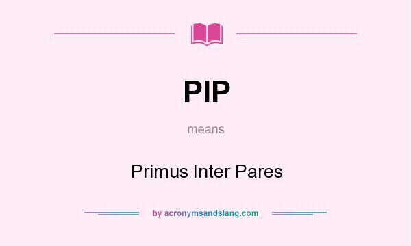 What does PIP mean? It stands for Primus Inter Pares
