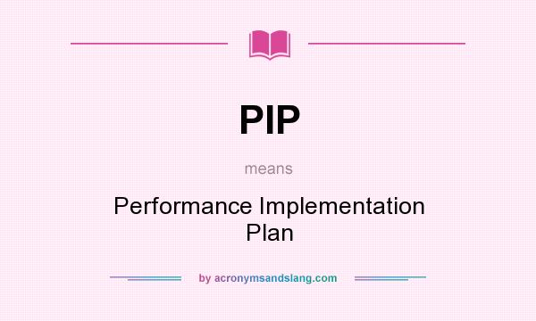 What does PIP mean? It stands for Performance Implementation Plan
