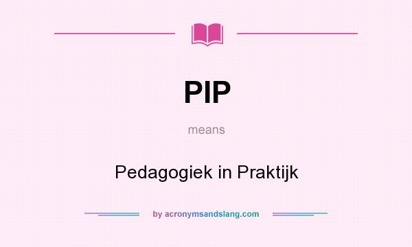 What does PIP mean? It stands for Pedagogiek in Praktijk