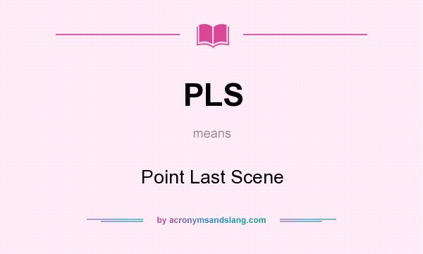 What does PLS mean? It stands for Point Last Scene