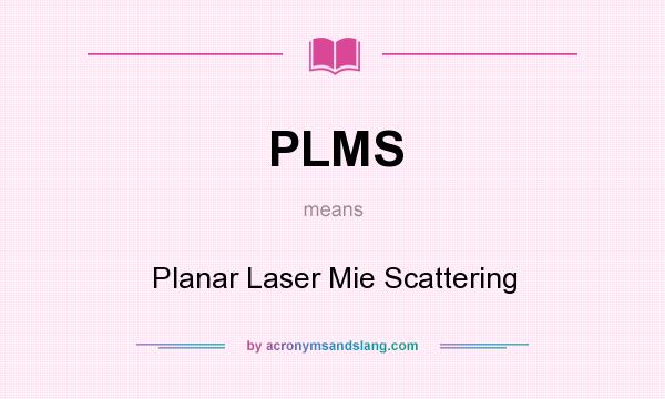 What does PLMS mean? It stands for Planar Laser Mie Scattering