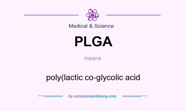 What does PLGA mean? It stands for poly(lactic co-glycolic acid