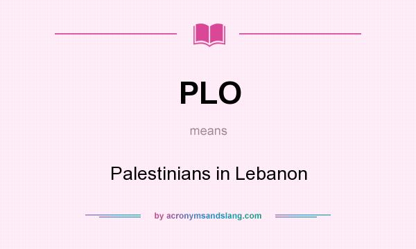 What does PLO mean? It stands for Palestinians in Lebanon