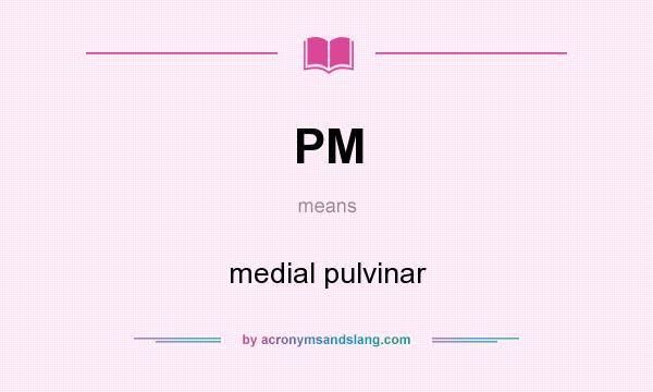 What does PM mean? It stands for medial pulvinar