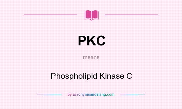 What does PKC mean? It stands for Phospholipid Kinase C