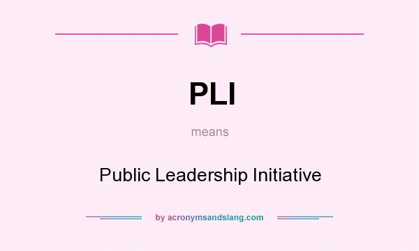 What does PLI mean? It stands for Public Leadership Initiative