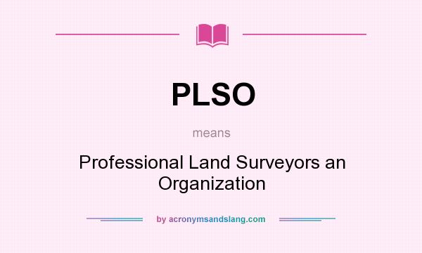 What does PLSO mean? It stands for Professional Land Surveyors an Organization