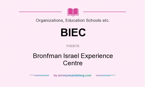 What does BIEC mean? It stands for Bronfman Israel Experience Centre