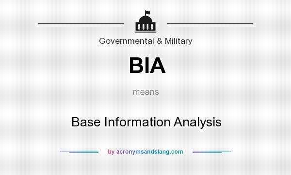 What does BIA mean? It stands for Base Information Analysis