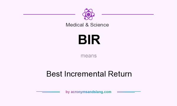 What does BIR mean? It stands for Best Incremental Return