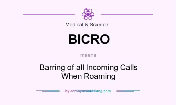 What does BICRO mean? It stands for Barring of all Incoming Calls When Roaming
