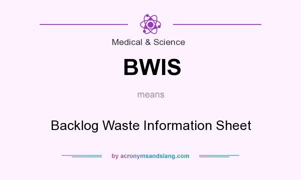 What does BWIS mean? It stands for Backlog Waste Information Sheet